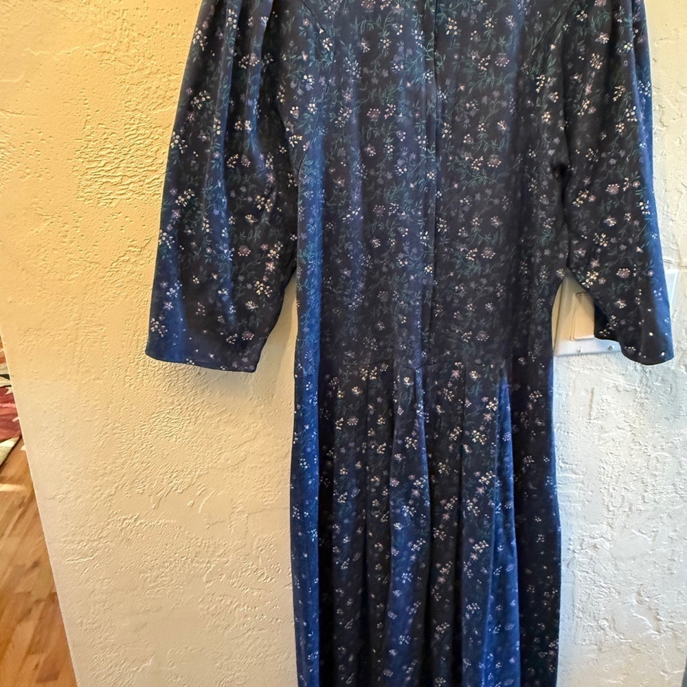 Vintage Paquette Too Chic Long Sleeve Floral Dress in Navy Women’s Sz 14 - Picture 5 of 14
